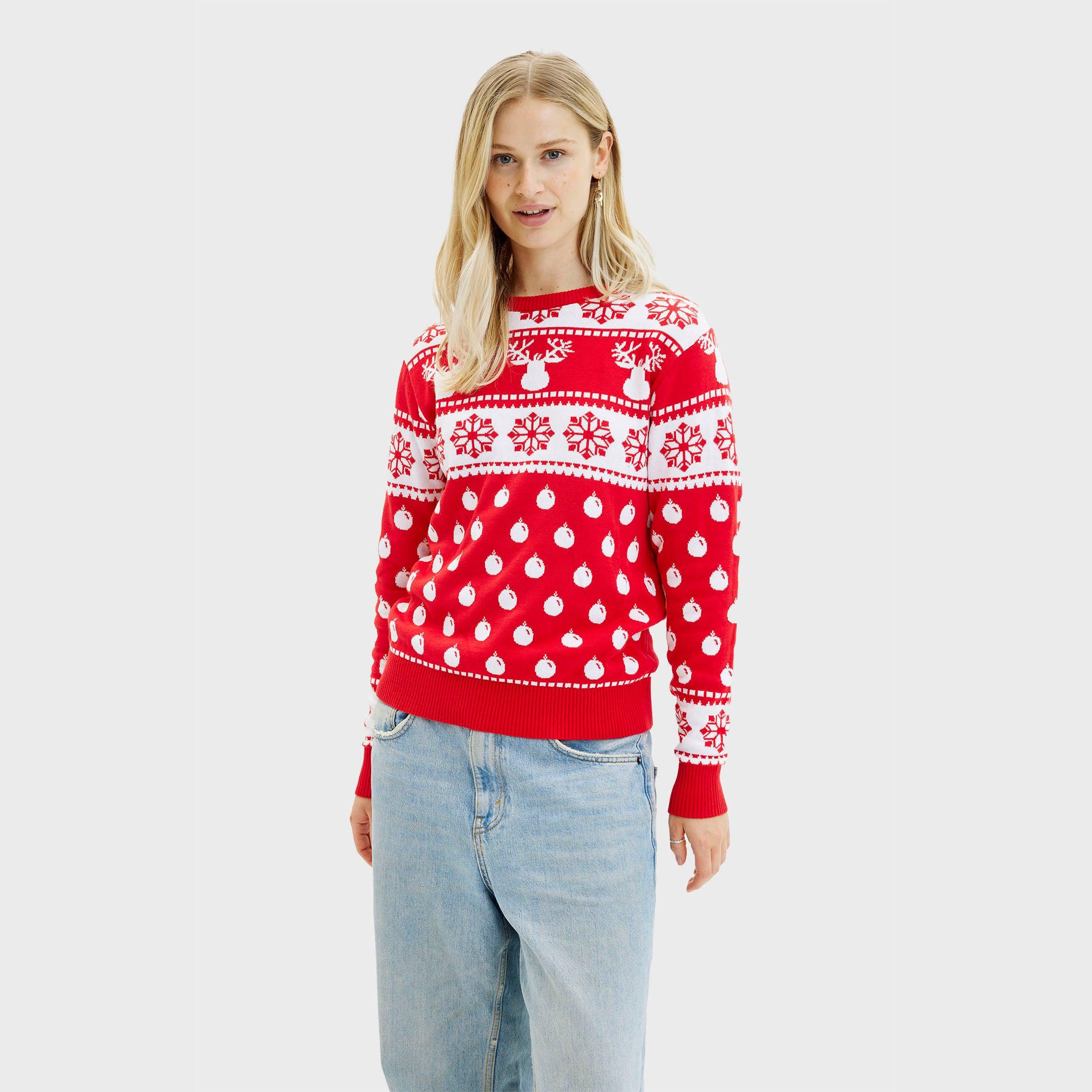 Der Klassische Weihnachtspullover Rot - Damen.